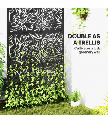 Stylish Black Bamboo Privacy Screen - Outdoor Steel Frame Divider