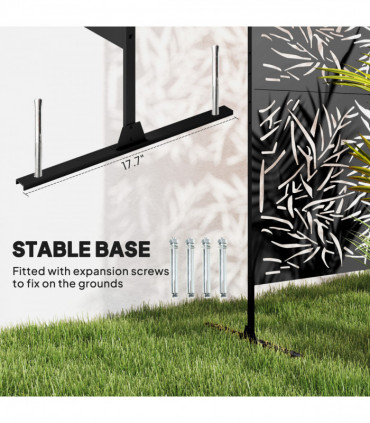 Stylish Black Bamboo Privacy Screen - Outdoor Steel Frame Divider