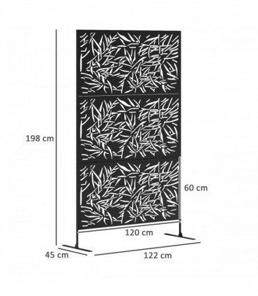 Stylish Black Bamboo Privacy Screen - Outdoor Steel Frame Divider