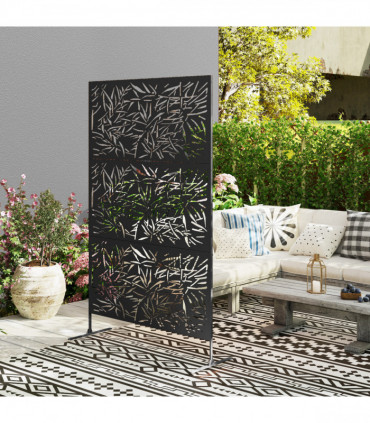 Stylish Black Bamboo Privacy Screen - Outdoor Steel Frame Divider
