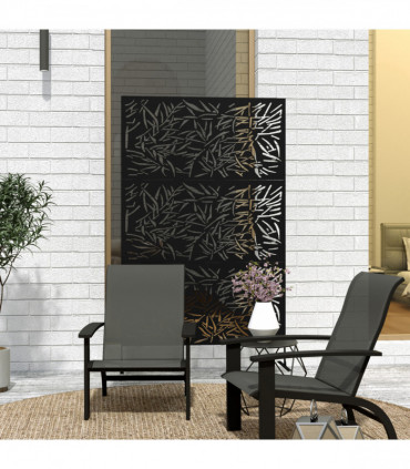 Stylish Black Bamboo Privacy Screen - Outdoor Steel Frame Divider