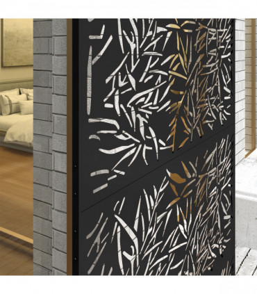 Stylish Black Bamboo Privacy Screen - Outdoor Steel Frame Divider