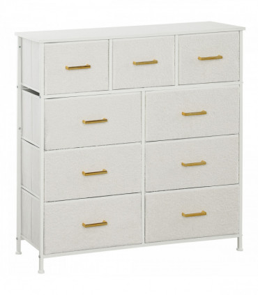 Stylish Cream White Storage Unit with Nine Drawers and Durable Steel Frame