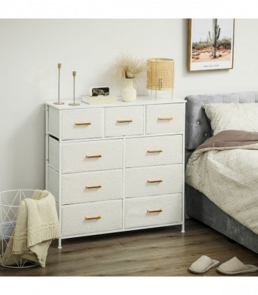 Stylish Cream White Storage Unit with Nine Drawers and Durable Steel Frame