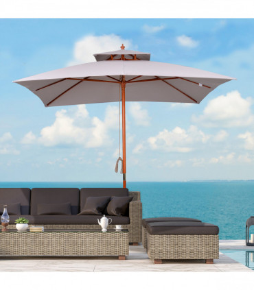 Stylish Double-Tier Parasol with Pulley System for Garden & Courtyard