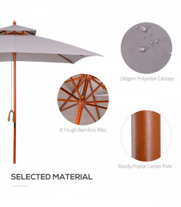 Stylish Double-Tier Parasol with Pulley System for Garden & Courtyard