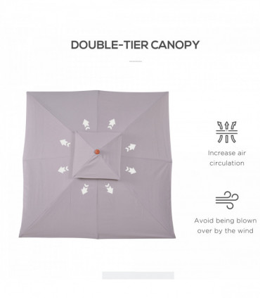 Stylish Double-Tier Parasol with Pulley System for Garden & Courtyard