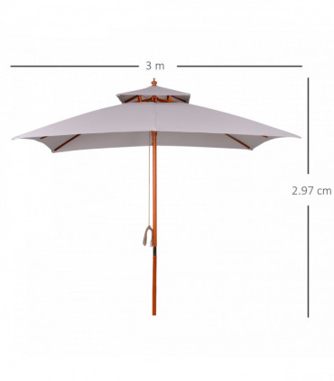 Stylish Double-Tier Parasol with Pulley System for Garden & Courtyard