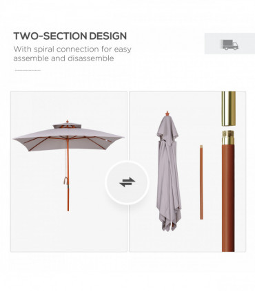 Stylish Double-Tier Parasol with Pulley System for Garden & Courtyard