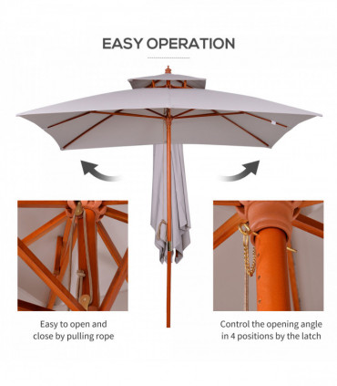 Stylish Double-Tier Parasol with Pulley System for Garden & Courtyard