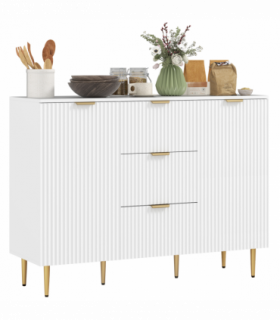 Stylish White Storage Cabinet with Adjustable Shelf & TV Stand Functionality