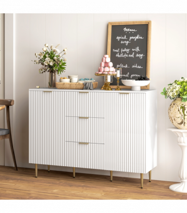 Stylish White Storage Cabinet with Adjustable Shelf & TV Stand Functionality