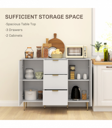 Stylish White Storage Cabinet with Adjustable Shelf & TV Stand Functionality