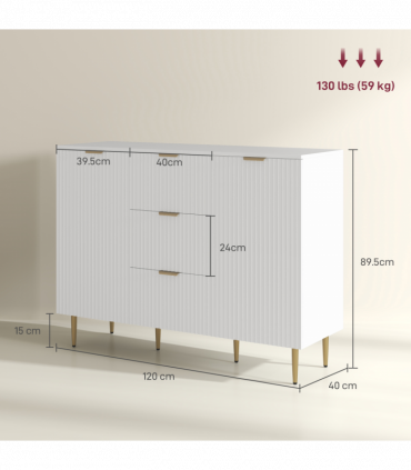 Stylish White Storage Cabinet with Adjustable Shelf & TV Stand Functionality