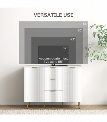 Stylish White Storage Cabinet with Adjustable Shelf & TV Stand Functionality