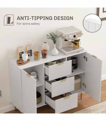 Stylish White Storage Cabinet with Adjustable Shelf & TV Stand Functionality