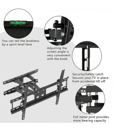 TMDS-204 32"-70" 110Lbs VESA600*400 Full Motion TV Wall Mount Tilt Range 0-15°
