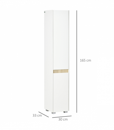 Tall Bathroom Cabinet Modern Freestanding Tallboy w/ Adjustable Shelves White