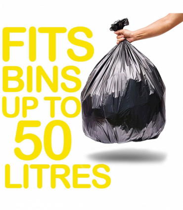 Tidyz 50 Black Refuse Sacks Bin Bags, 50L