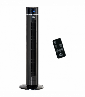 Tower Fan Cooling 3 Speed, 8h Timer, Oscillating, LED Panel, Black w/ RC