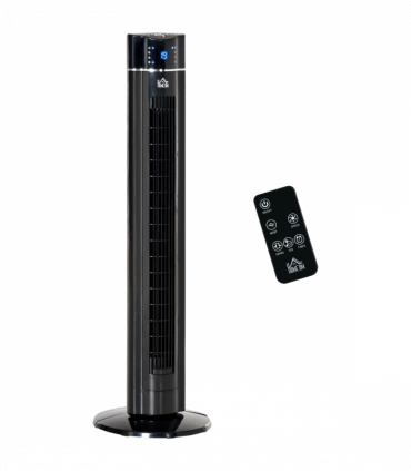 Tower Fan Cooling 3 Speed, 8h Timer, Oscillating, LED Panel, Black w/ RC