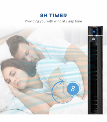 Tower Fan Cooling 3 Speed, 8h Timer, Oscillating, LED Panel, Black w/ RC