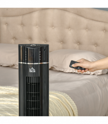 Tower Fan Cooling 3 Speed, 8h Timer, Oscillating, LED Panel, Black w/ RC