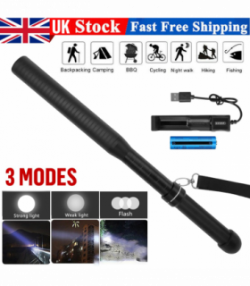 USB Rechargeable LED Flashlight 3-Mode Outdoor Camping Hiking Flashlight Set