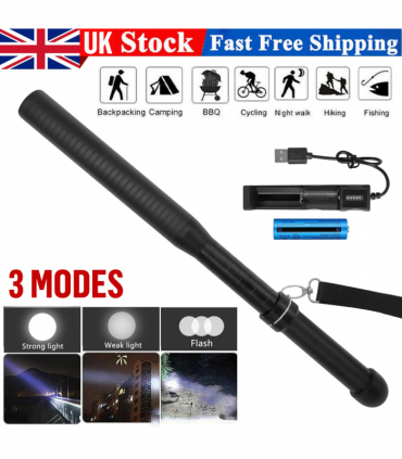 USB Rechargeable LED Flashlight 3-Mode Outdoor Camping Hiking Flashlight Set