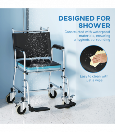 Versatile Commode Shower Chair Wheelchair with Footrest for Comfort