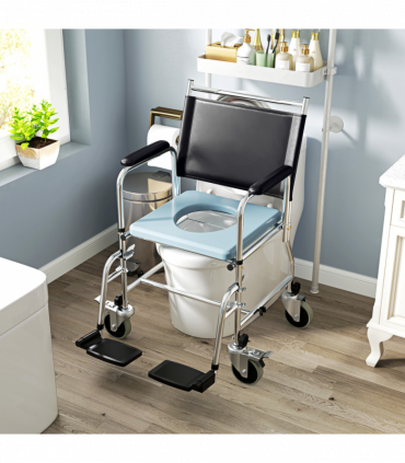 Versatile Commode Shower Chair Wheelchair with Footrest for Comfort