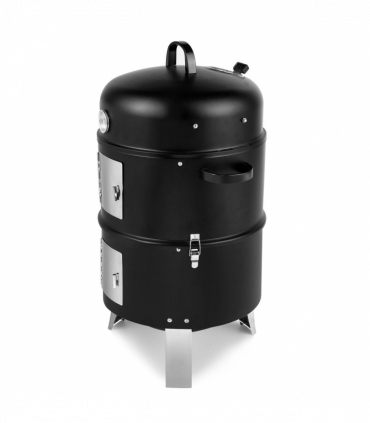 Vertical Steel Charcoal Smoker, Heavy Duty Double Layer Round BBQ Grill for Outdoor Cooking, Black