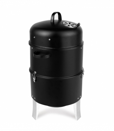 Vertical Steel Charcoal Smoker, Heavy Duty Double Layer Round BBQ Grill for Outdoor Cooking, Black