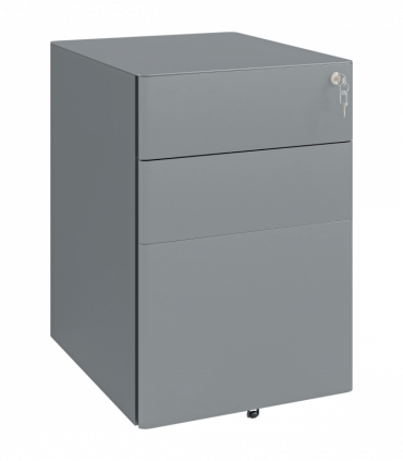 Vinsetto 3 Drawer Metal Filing Cabinet Lockable 5 Wheels Compact Under Desk Grey