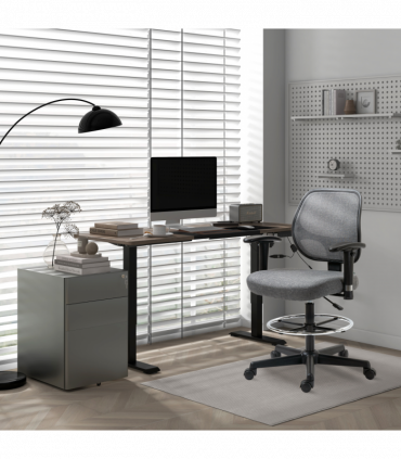 Vinsetto 3 Drawer Metal Filing Cabinet Lockable 5 Wheels Compact Under Desk Grey