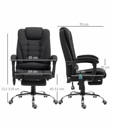Vinsetto Ergonomic Heated 6 Points Vibration Massage Office Chair Black