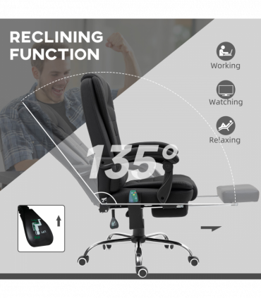 Vinsetto Ergonomic Heated 6 Points Vibration Massage Office Chair Black