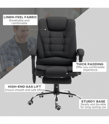 Vinsetto Ergonomic Heated 6 Points Vibration Massage Office Chair Black