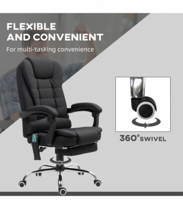 Vinsetto Ergonomic Heated 6 Points Vibration Massage Office Chair Black
