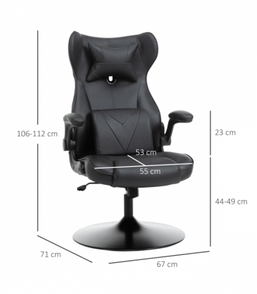 Vinsetto Gaming Chair Home Office Chair w/ Swivel Pedestal Base Lumbar Support