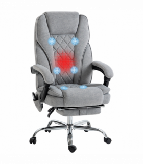 Vinsetto Massage Office Chair, Heated Reclining Desk Chair, Grey