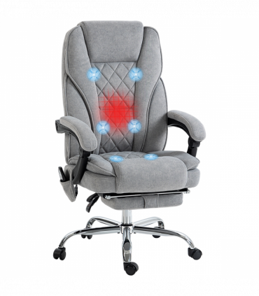 Vinsetto Massage Office Chair, Heated Reclining Desk Chair, Grey