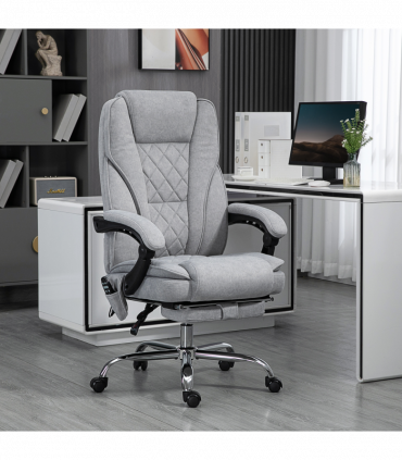 Vinsetto Massage Office Chair, Heated Reclining Desk Chair, Grey