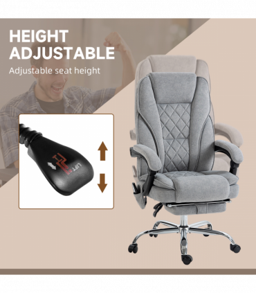 Vinsetto Massage Office Chair, Heated Reclining Desk Chair, Grey