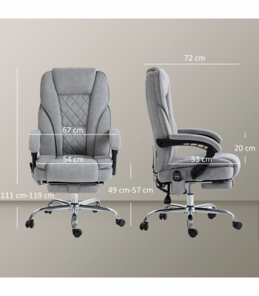 Vinsetto Massage Office Chair, Heated Reclining Desk Chair, Grey