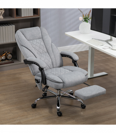 Vinsetto Massage Office Chair, Heated Reclining Desk Chair, Grey