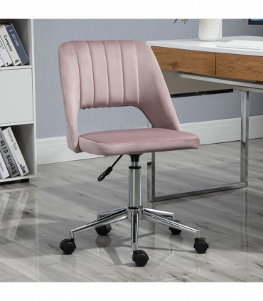 Vinsetto Mid-Back Swivel Home Office Chair Scallop Computer Chair Pink