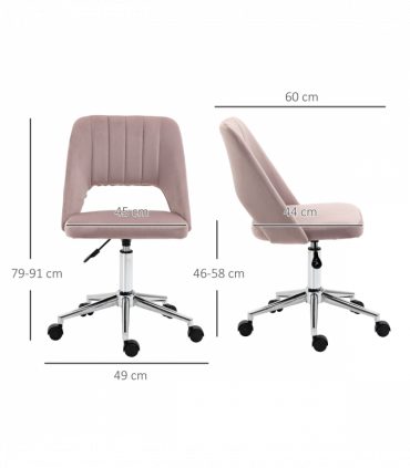 Vinsetto Mid-Back Swivel Home Office Chair Scallop Computer Chair Pink