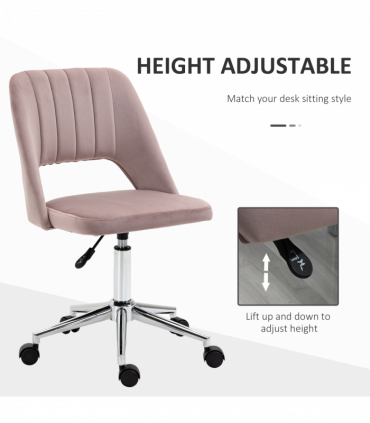 Vinsetto Mid-Back Swivel Home Office Chair Scallop Computer Chair Pink