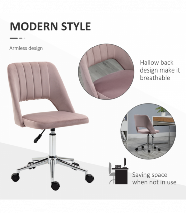 Vinsetto Mid-Back Swivel Home Office Chair Scallop Computer Chair Pink